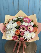 Букет цветов из:  Розы, Герберы и Хризантемы #REPLACE_PRED# Новомосковске