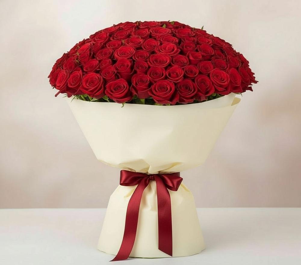 Букет 101 Красная роза Милано в Новомосковске