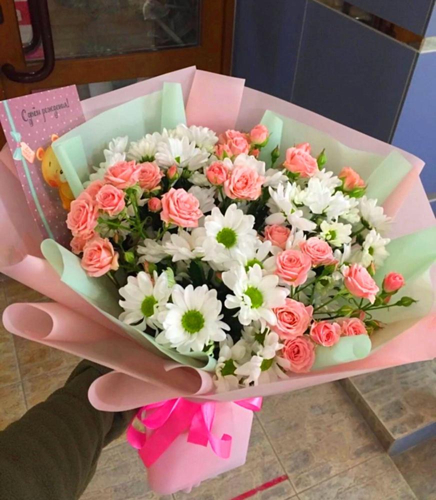 Букет цветов из: Розы и Хризантемы в Новомосковске