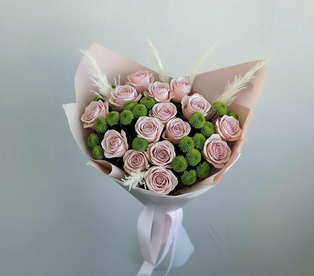 Букет цветов из: Розы и Хризантемы в Новомосковске