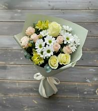 Букет цветов из:  Альстромерии, Розы и Хризантемы в Новомосковске