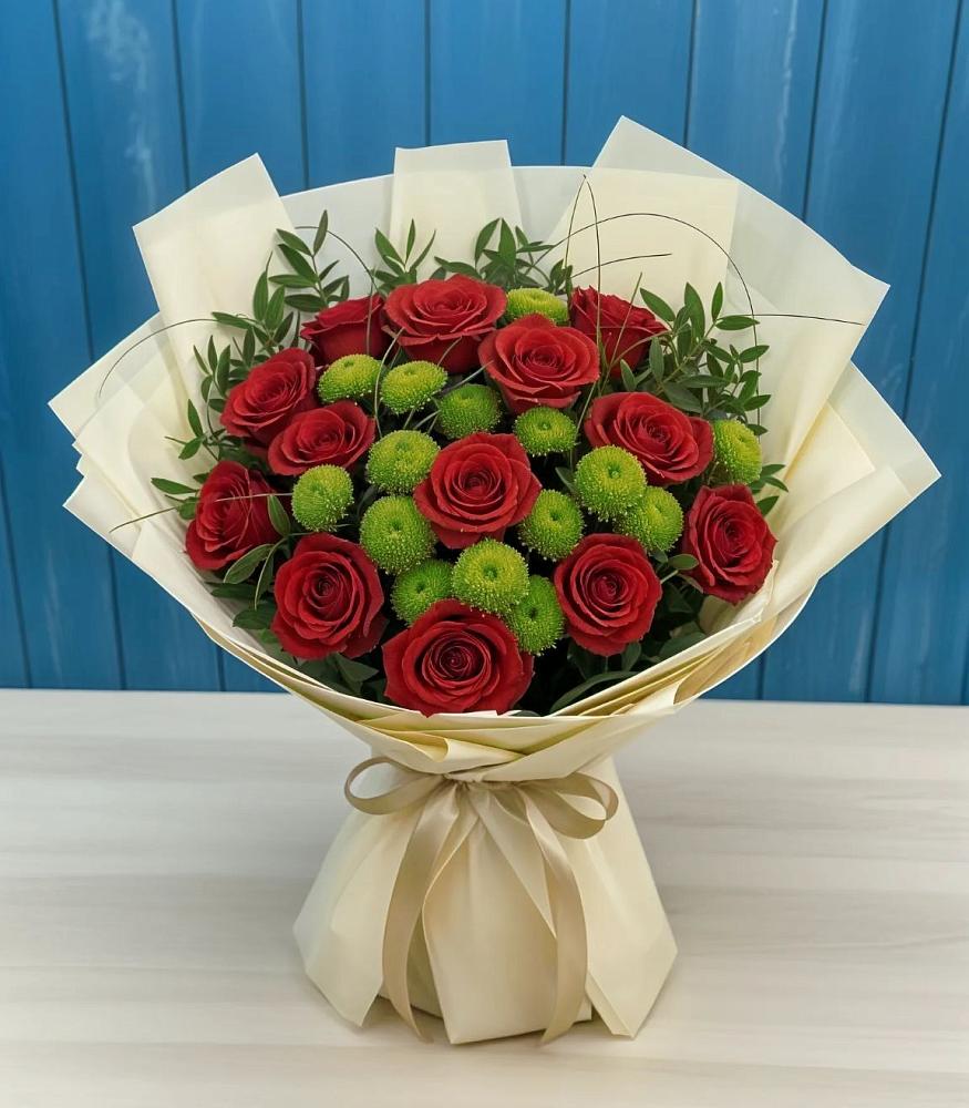 Букет цветов из: Розы и Хризантемы в Новомосковске